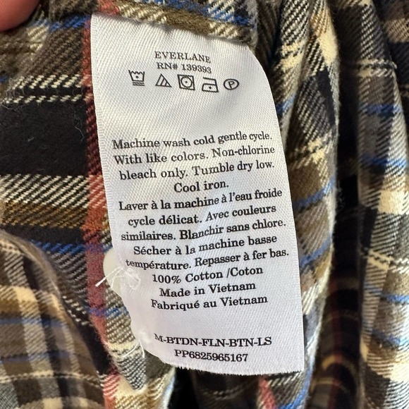 NWOT Everlane Men Flannel Button Down Shirt in Size Small Plaid Multi - Picture 5 of 6